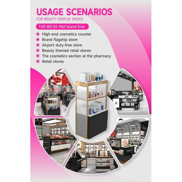 TJiS-BZ-02 Top Opening Translucent Design Skincare Display Cabinet with 9mm Crystal Blocks