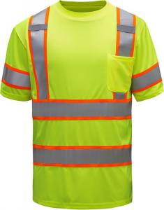 China Ansi Class 3 Polo Shirt Work Hi Vis Lime Green Reflective T Shirts Men'S on sale