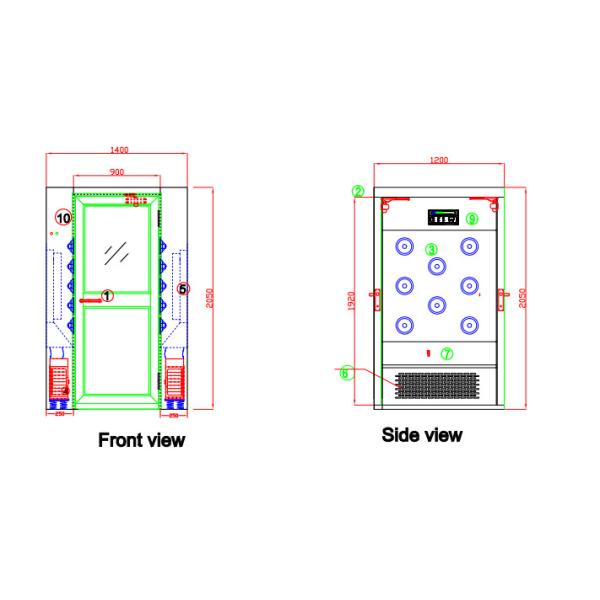 W900MM White Air Shower Clean Room , Air Jet Shower With Electric Lock