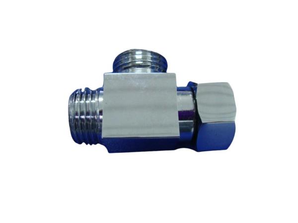 Quality 1/2"X1/2X3/4 Three way T Connector shut off valve T adapter diverter for toilet bidet sprayer shattaf kit for sale