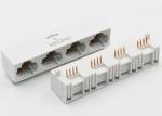 White Housing Rj45 Multiple Port Connectors Harmonica Ganged Unshielded