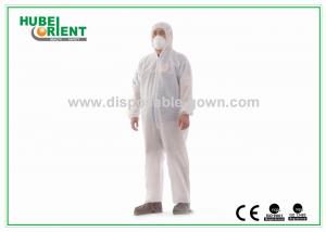 Buy cheap Dust-Proof And Breathable White Disposable Coveralls With Hood / Feetcover For Protect Body product