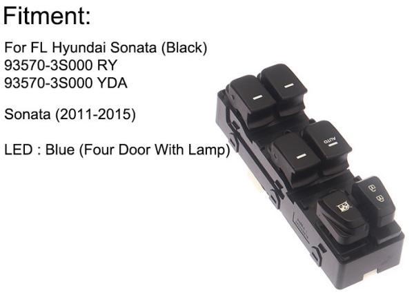 Quality Auto Power window switch  Front Left for Hyundai sonata four door  with light 2011-2015 OE 93570-3S000 RY,93570-3S000YDA for sale
