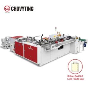 Buy cheap High Speed Bottom Sealing Soft Loop Handle Bag Making Machine 60pcs/min product