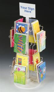 Custom Rotating Countertop Greeting Card Display Stands With Sign Clip 16 Pockets