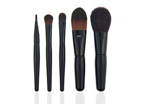 Puleather Bag Including Travel Makeup Brush Set With Black Handle