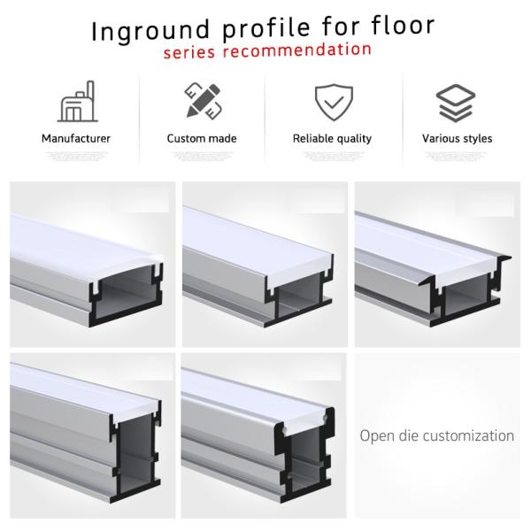 U Shape Recessed LED Profiles Channel Anodized painting For Floor Lighting