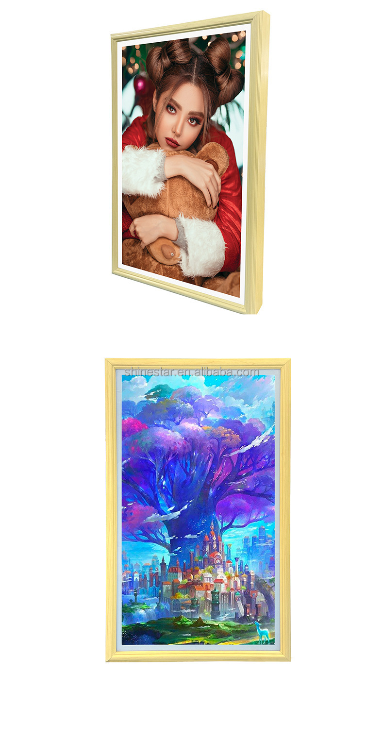 UHD 55" inch Wood digital photo frame LCD LED Advertising signage display WIFI Android monitor with wooden frame