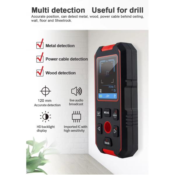 Handheld Metal Detector Wire Reinforcement Wall Detector Infrared Laser Rangefinder Three-in-one Multifunctional Detector