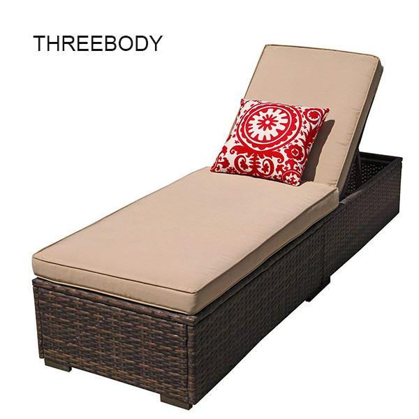 Quality Patio Chaise Outdoor Lounge Sofa Adjustable Hight With Cushion Espresso Brown for sale