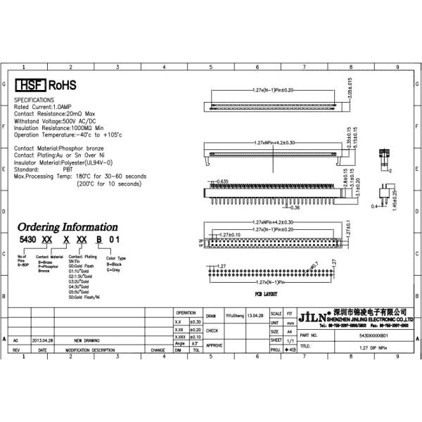 IDC DIP Plug PBT Wire To Board Connectors Male 2.54mm Pitch 3.0Amp
