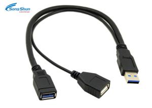 3.0 Male Female USB Extension Cable Extra Power Data Y For Mobile Hard Disk
