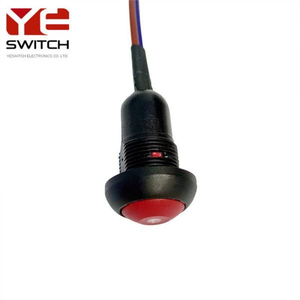 Water Resistant 12mm Momentary Button Mini Round Wired Round Push Button Switch