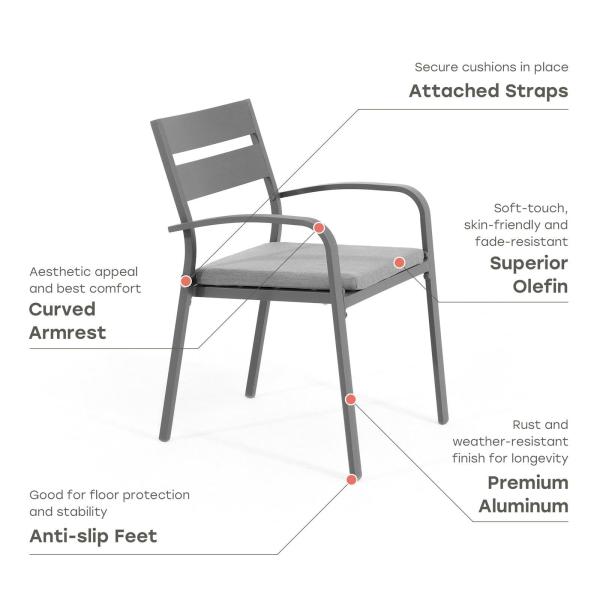 Extendable Metal Dining Table and Chair Set for 4-8 People in Courtyard by AJUNION
