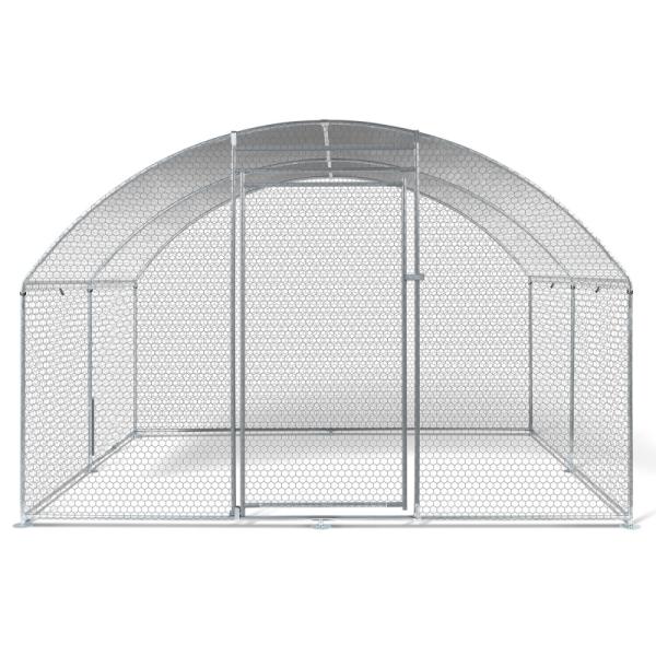 Large Chicken Coop Walk-In Metal Poultry Cage House Rabbit Habitat Cage Spire Chicken Cage With Waterproof Cover White