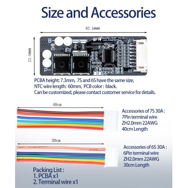25.2V 29.4V Lithium Battery BMS Protection Board Smart BMS 6S 7S 30A For RV