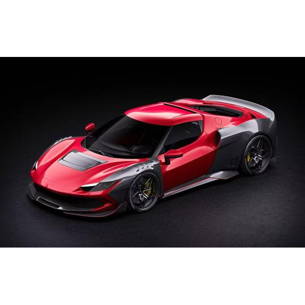 Red Ferrari 296 Automobile Body Kit ZE Style Diffuser Carbon Fiber Front Lip Spoiler