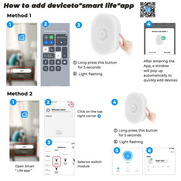 Oval Tuya Pir Sensor Night Light Bathroom Motion Sensor Night Light