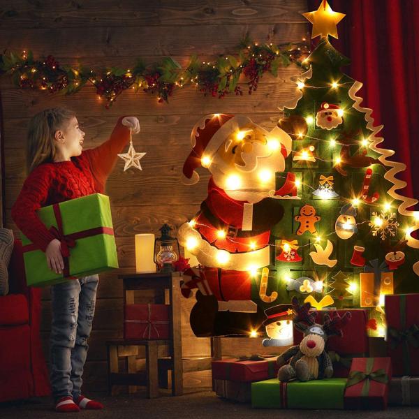 Diy Hanging 3mm Felt Christmas Tree Decorations With Led String Lights
