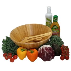 Buy cheap Dishwasher Safe Durable Bamboo Serving Bowl , Wooden Salad Mixing Bowl product