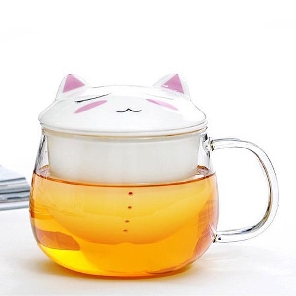 Quality Fancy Cartoon Glass Tea Tumbler With Infuser , Pyrex Glass Tea Travel Mug for sale