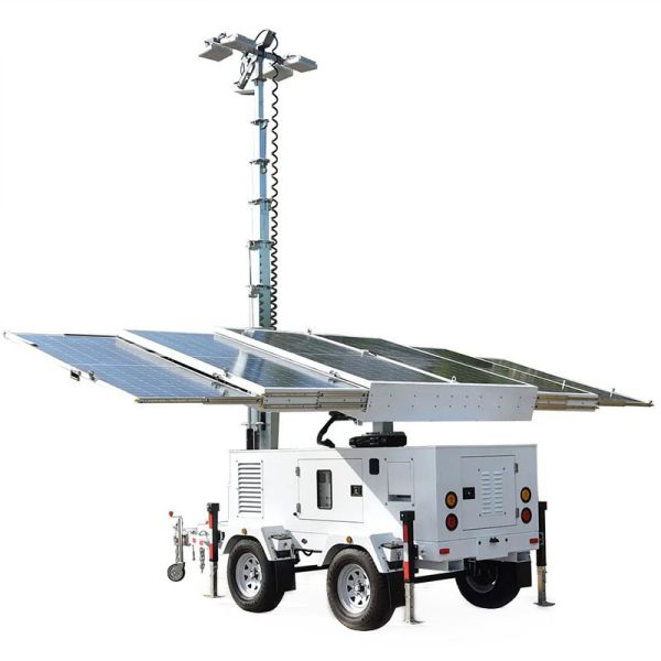 Zero Emissions Solar Light Tower Extendable Mast Generator Light Trailer Portable Industrial Light Towers