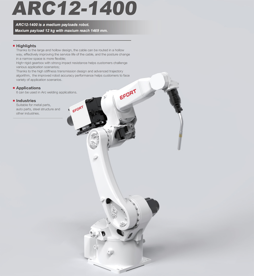 Arc Welding Robot For Metal Parts Auto Parts Steel Structure And Other Industries ARC12-1400 Payload 12kg Reach 1469mm