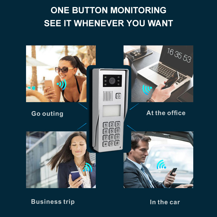 Home 2 Wire Video Doorbell Intercom PIR Motion Detection Fingerprint Access Control