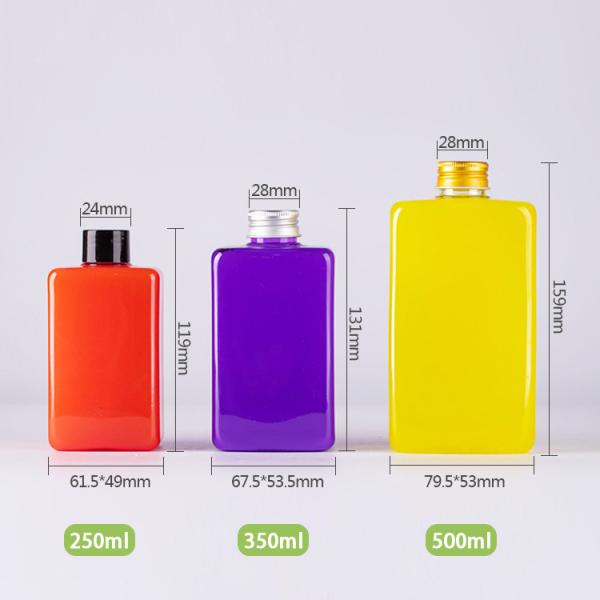 Plastic 16 Oz Natural Beveled Square HDPE Juice Bottle UV Plating