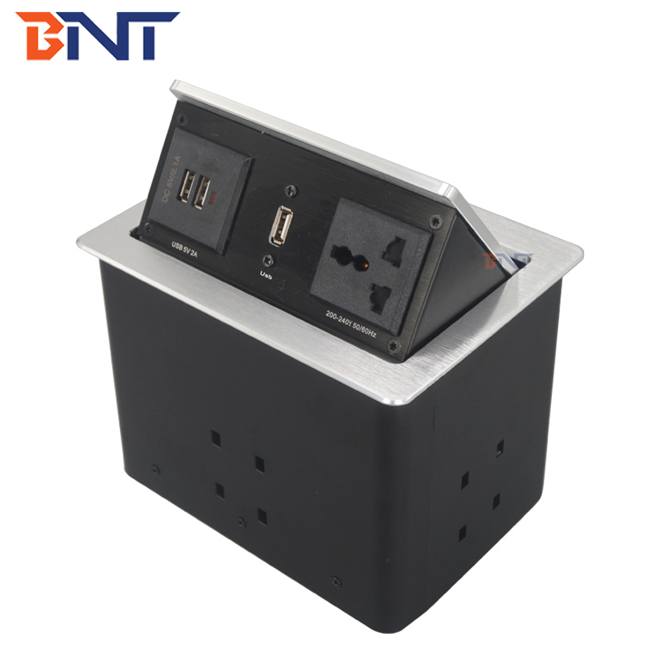 hydraulic lifting up and down type conference table multimedia connection box desk socket with eu power and av group