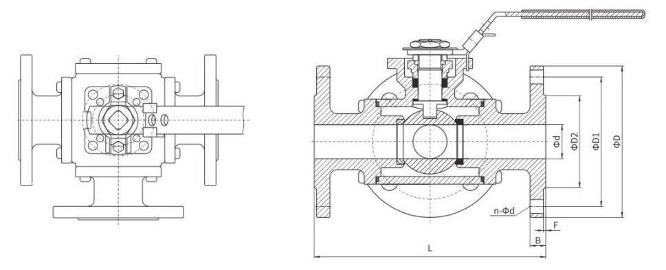 Xtv Electric Actuator 3-Way Ball Valve with Flanged