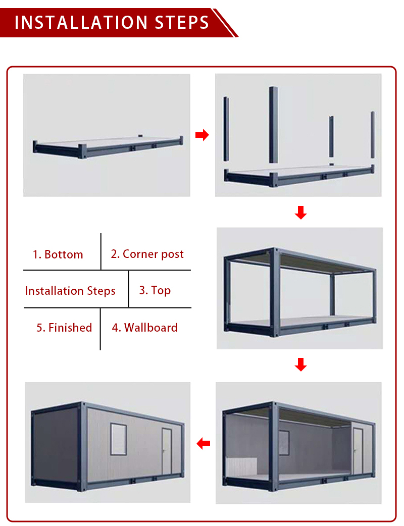 Customized Steel Apartment 20ft 40ft Flat Pack Container Portable Container Home House