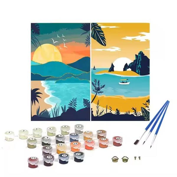 Quality 8x8cm DIY Pre Printed Canvas Painting Kits For Kids Includes Brushes and Canvas Ages 6+ for sale
