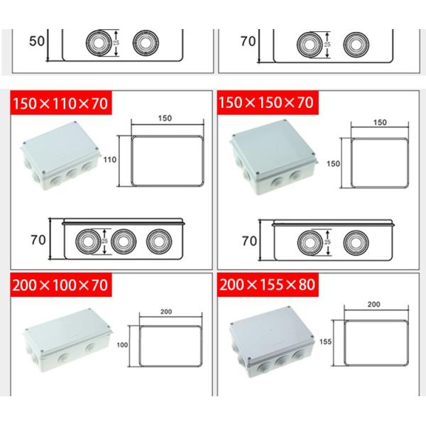 200x155x80mm Plastic Enclosure Sealed Knockout Waterproof Junction Box With Stopper