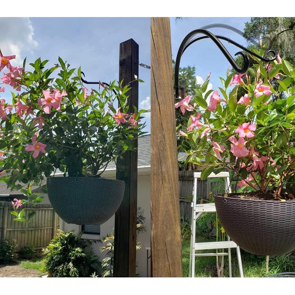 Silver Hardware Included 12 Inches Swivel Plant Hangers Outdoor 2 Pack Black Iron Plant Hanging Hook Bracket