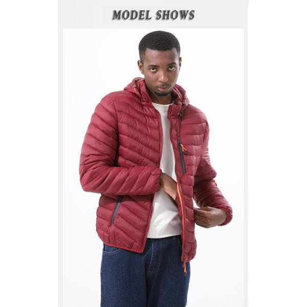 New men's autumn winter down jacket lightweight casual warm long sleeve cotton waterproof windproof coat with a detachable hood