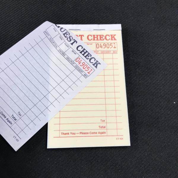 Quality Guest check CT-101 Sequentially Numbered Hotel Guest check with Features for Restaurants for sale