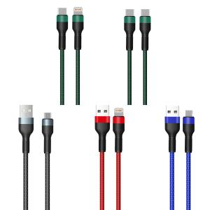 5V 2A / 5V 3A Braided Charging Cable for Lightning / Android / Type C Devices 1M Length High-Speed Data Transfer Customizable