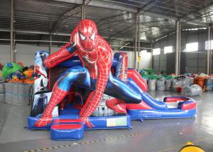 China Spider Man Inflatable Bounce House With Slide / Kids Playground Marvel Comic Bouncy Jumping Castles on sale