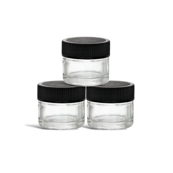 Quality White/ Black Lid 5 Ml Glass Jar Childproof Glass Screw Top Wax Concentrate Container for sale