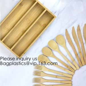 China 12-Piece Reusable Bamboo Flatware Set with Portable Storage Case,Chopping Board,Cheese Board,Pizza Board,Drawer Organzie on sale