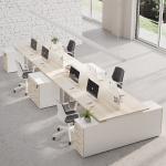 Eight-Person Staff Table with Separating Screen and Filing Cabinets in MFC Wood