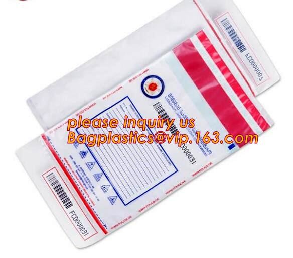 money locking security bag courier plastic bag, plastic self adhesive evidence bag/security bag, Temper-Evident Bags, De
