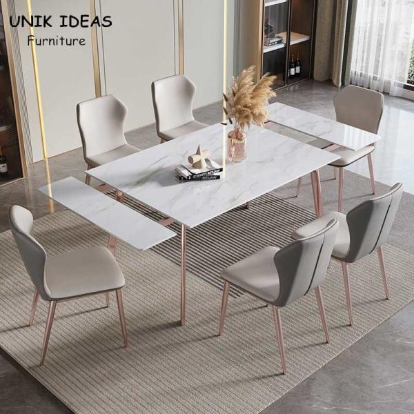 Quality Minimalist Slate Dining Table Set With Chair Combination Telescopic Foldable for sale