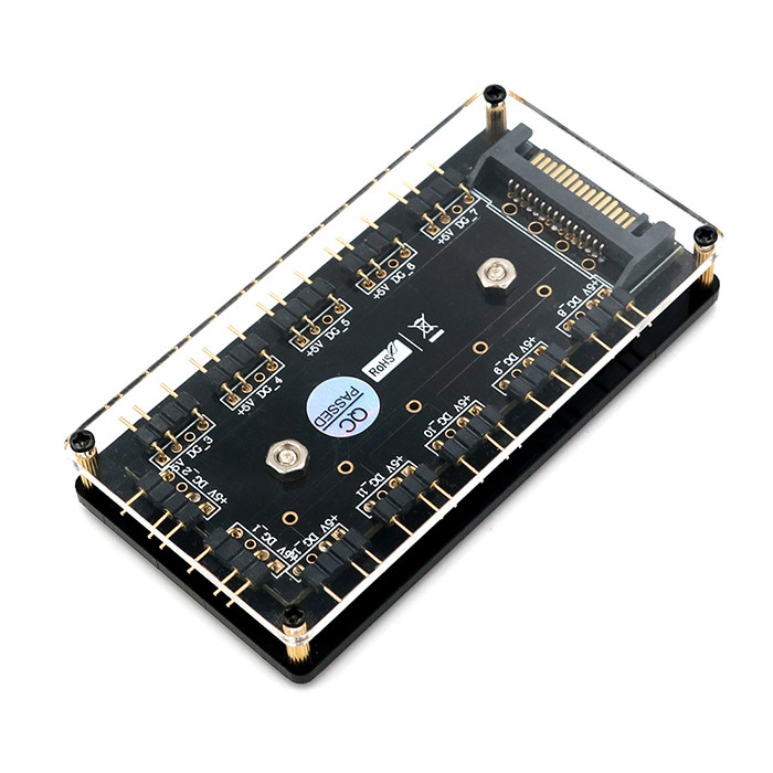 12 Way 5V RGB LED Splitter Hub With PMMA Case And Magnetic Standoff For ASUS/MSI 5V 3pin LED Controller