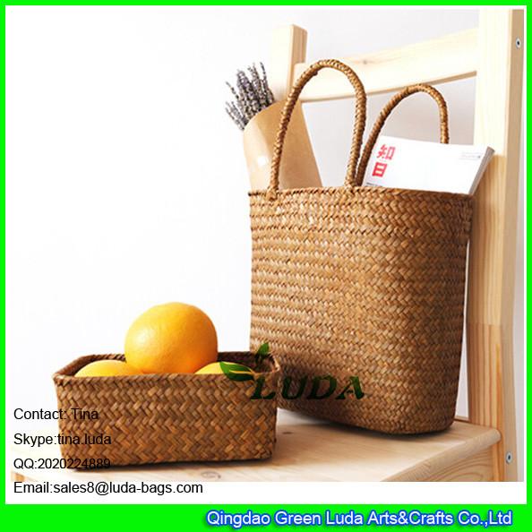 Quality LUDA handmade seagrass straw bag and storage bin sets for sale