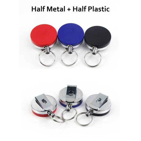 Metal Round Retractable Badge Reel , Heavy Duty Retracting Id Card Reels