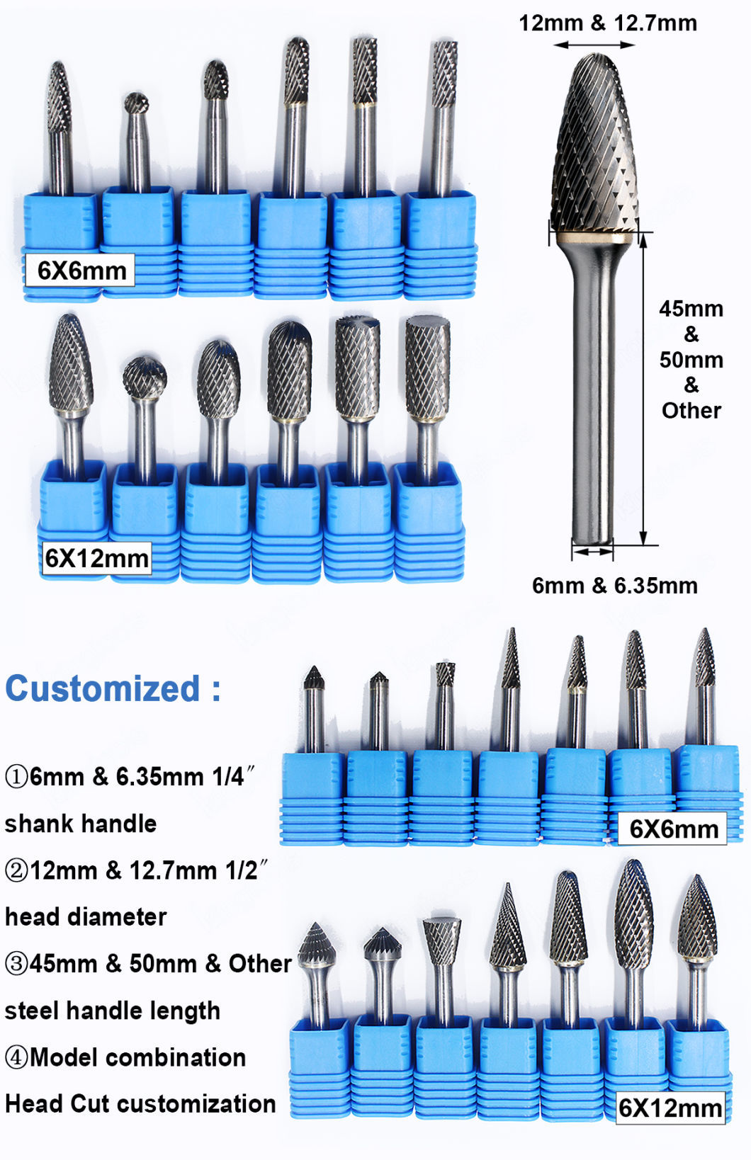 1/8 Shank Single Cut Files Hra85 Rotary Tool Accessory Drill Chucks Accessories Tungsten Carbide Burr Set