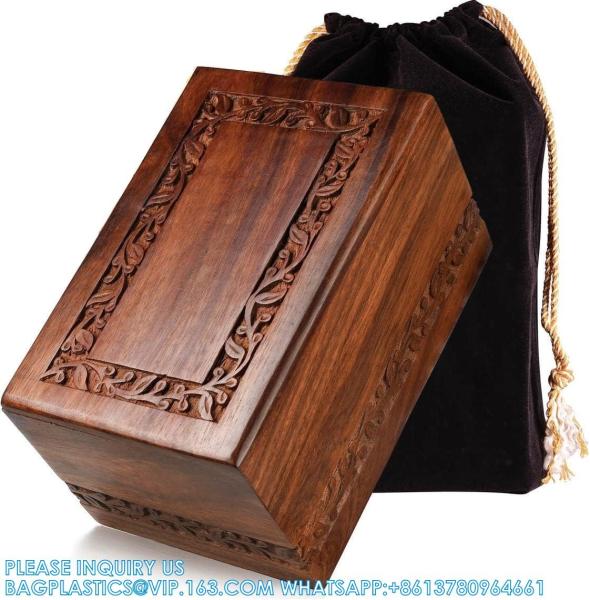 Quality Border Engraved Rosewood Cremation Urns For Human Ashes Adult Male Female - Wooden Decorative Urns Box And Casket for sale