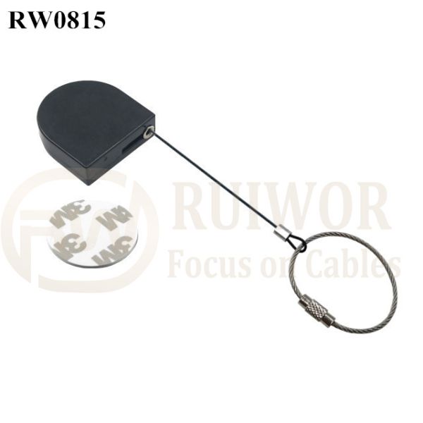 RW0815 D-Shaped Mini Retractable Tether Size Customizable Wire Rope Ring Catch